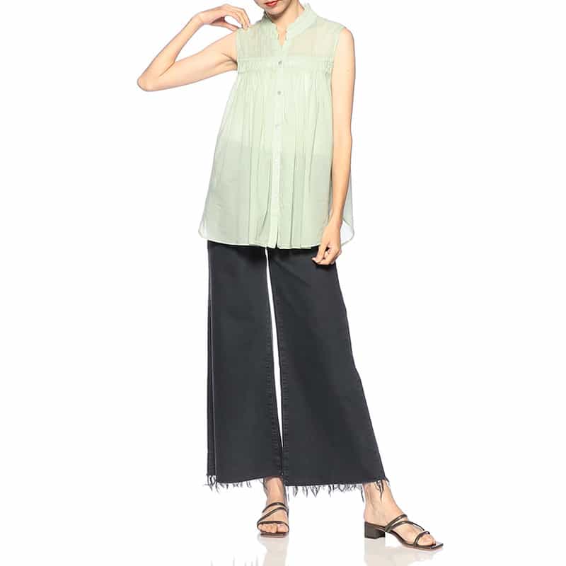 DEVOTION TWINS シアー素材 ノースリーブブラウス LIGHT GREEN