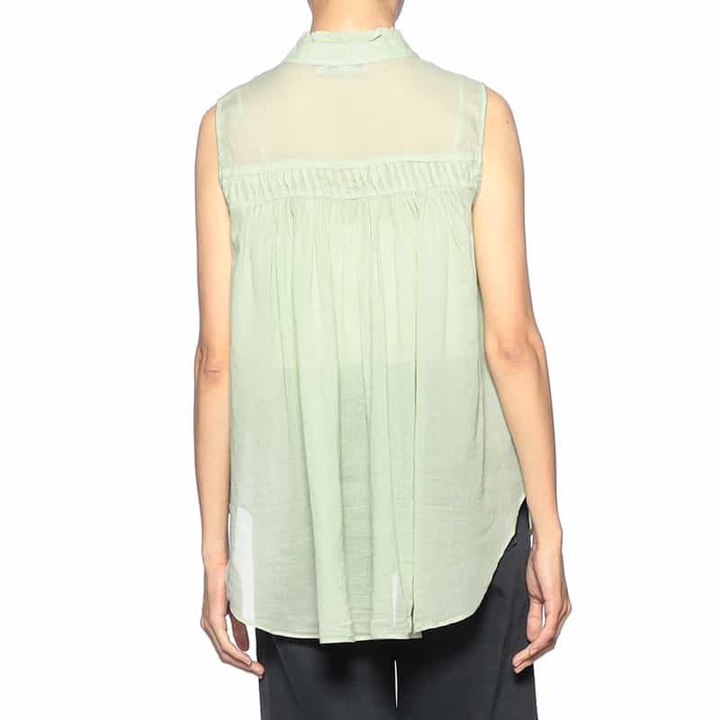 DEVOTION TWINS シアー素材 ノースリーブブラウス LIGHT GREEN