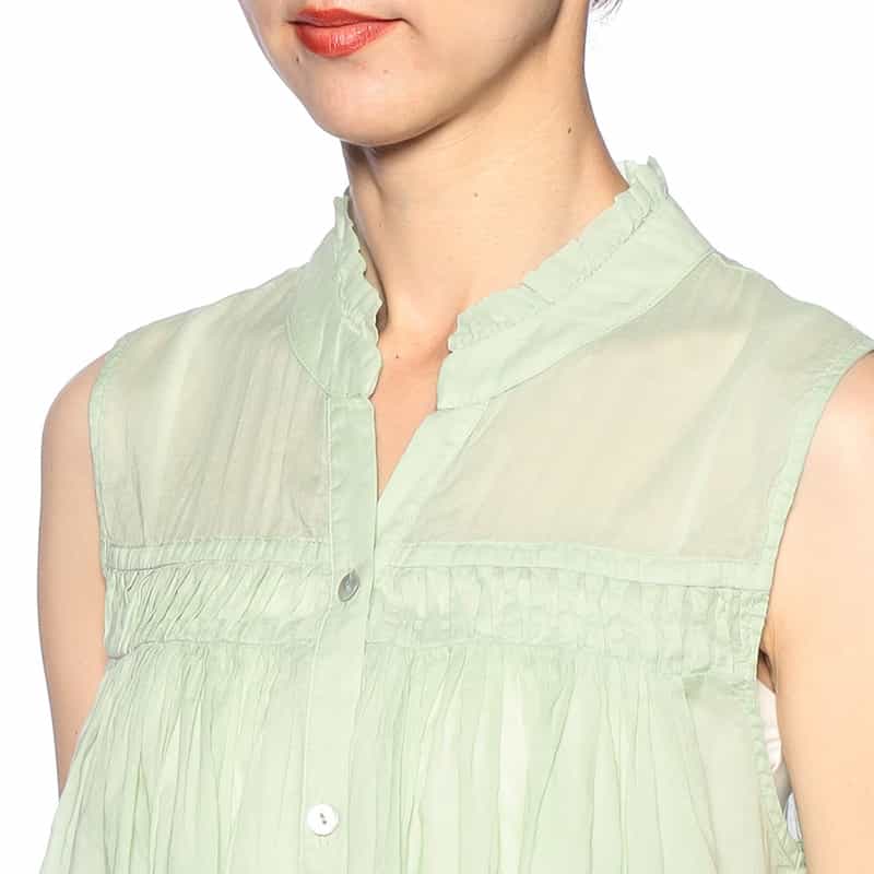 DEVOTION TWINS シアー素材 ノースリーブブラウス LIGHT GREEN