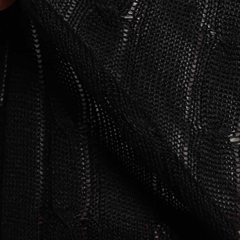 BARNEYS NEW YORK リネンコットンVネックニットプルオーバー BLACK