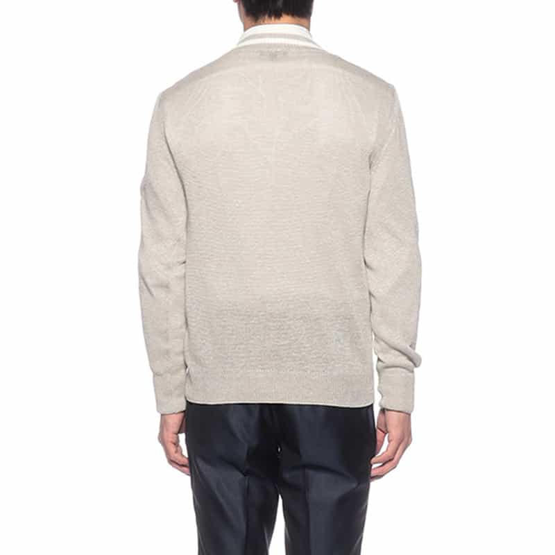 BARNEYS NEW YORK リネンコットンVネックニットプルオーバー GRAY