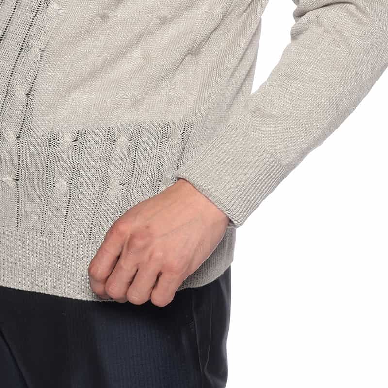 BARNEYS NEW YORK リネンコットンVネックニットプルオーバー GRAY