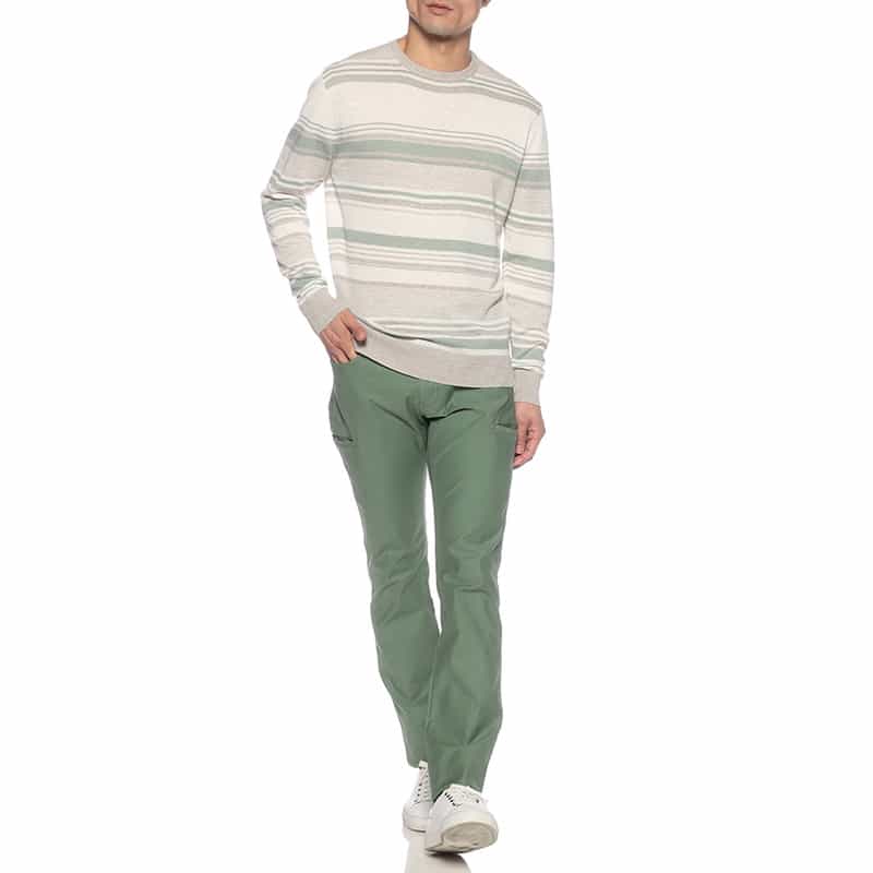 BARNEYS NEW YORK マルチボーダーリネンコットンニットプルオーバー GRAY