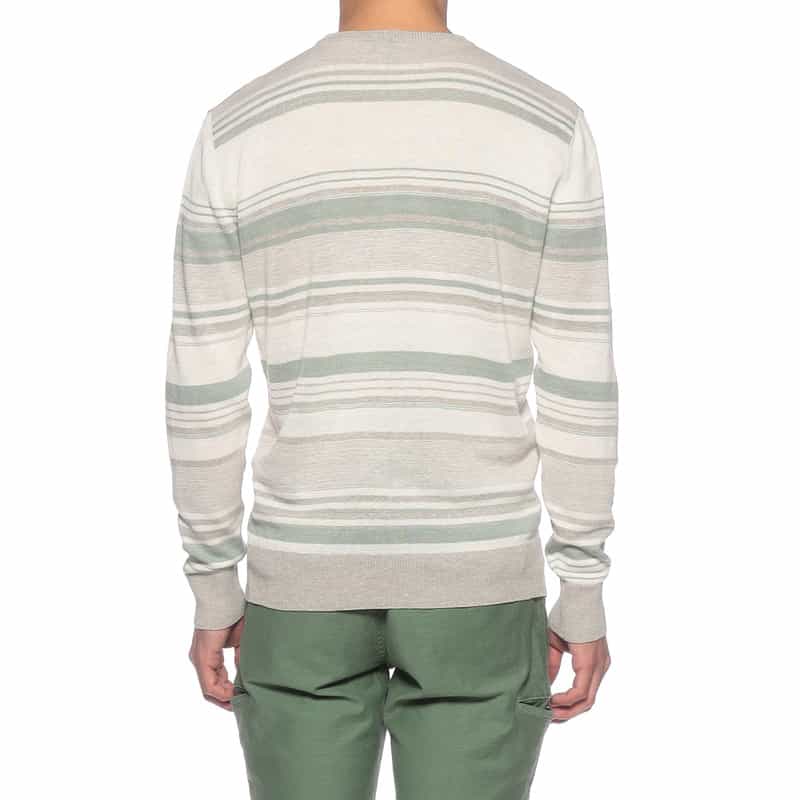 BARNEYS NEW YORK マルチボーダーリネンコットンニットプルオーバー GRAY