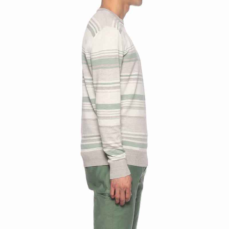 BARNEYS NEW YORK マルチボーダーリネンコットンニットプルオーバー GRAY