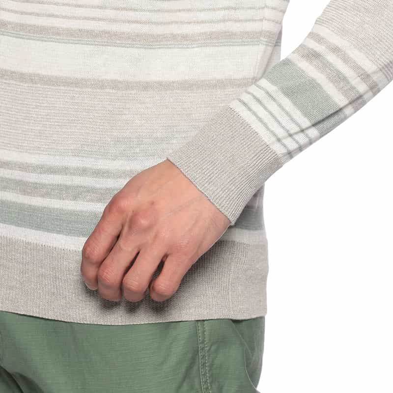 BARNEYS NEW YORK マルチボーダーリネンコットンニットプルオーバー GRAY