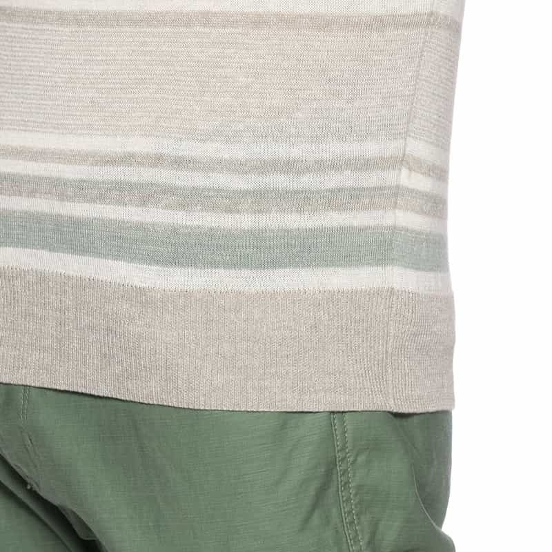 BARNEYS NEW YORK マルチボーダーリネンコットンニットプルオーバー GRAY