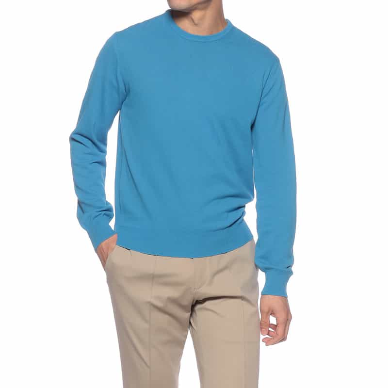 BARNEYS NEW YORK クルーネックコットンニットプルオーバー BLUE