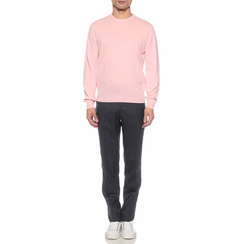 BARNEYS NEW YORK クルーネックコットンニットプルオーバー PINK