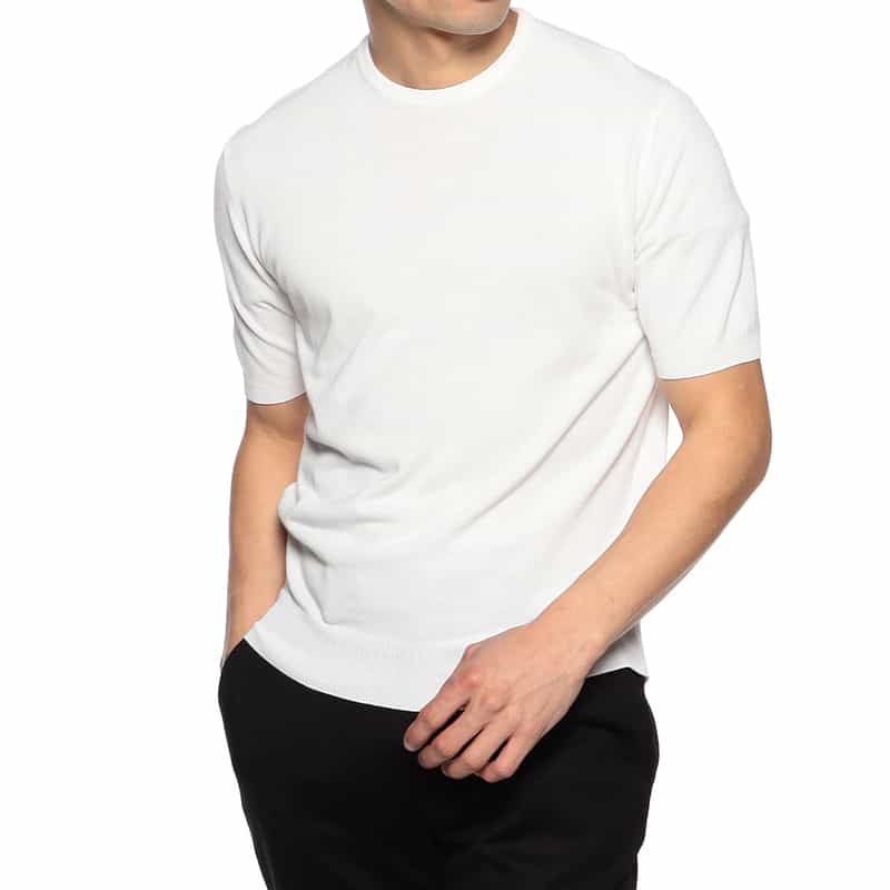 BARNEYS NEW YORK ガーメントダイ半袖ニットソー WHITE