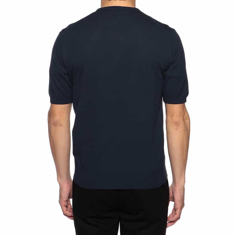 BARNEYS NEW YORK ガーメントダイ半袖ニットソー NAVY