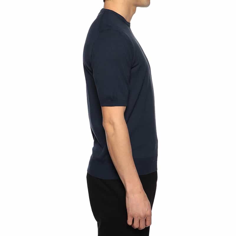 BARNEYS NEW YORK ガーメントダイ半袖ニットソー NAVY