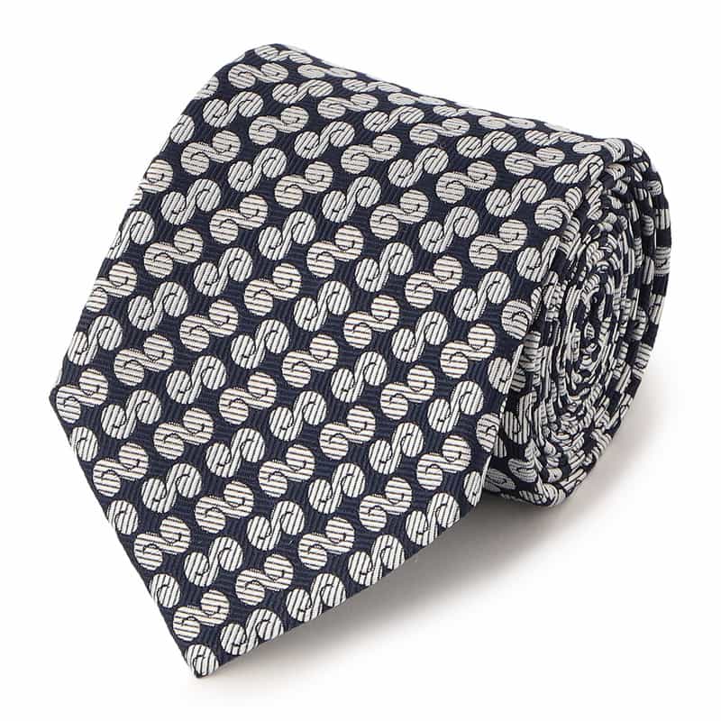 BARNEYS NEW YORK 小紋柄タイ NAVY