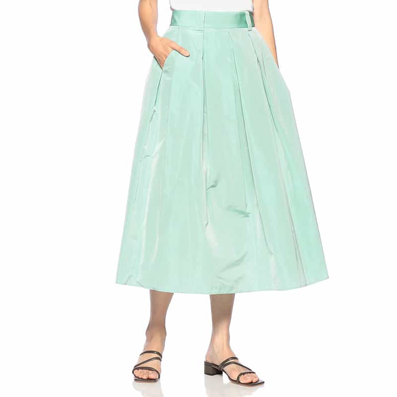 INCOTEX ボリューム フレアスカート LIGHT GREEN