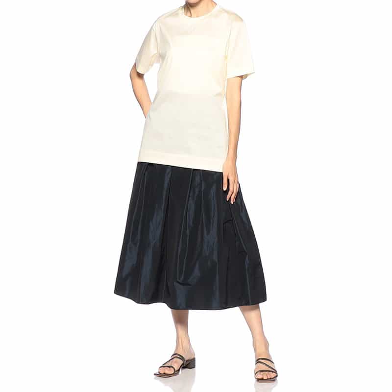 INCOTEX ボリューム フレアスカート NAVY