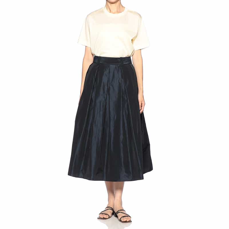 INCOTEX ボリューム フレアスカート NAVY