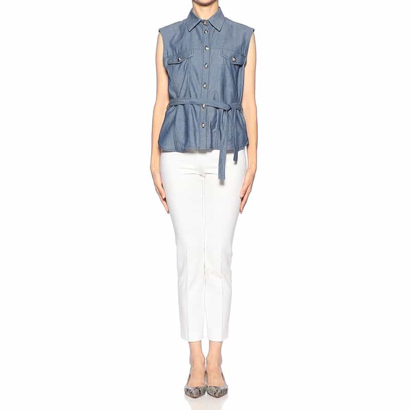 INCOTEX スリム クロップドパンツ WHITE