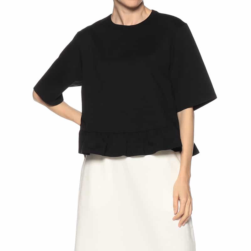 SYNE TOKYO シン トウキョウ×翁安芸氏 コラボレート フリルヘムプルオーバー BLACK