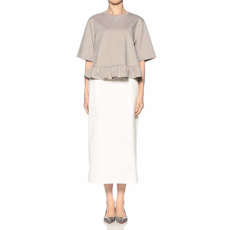 SYNE TOKYO シン トウキョウ×翁安芸氏 コラボレート フリルヘムプルオーバー GRAY BEIGE