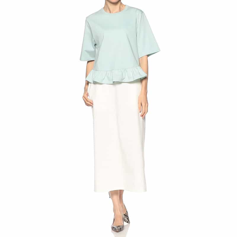 SYNE TOKYO シン トウキョウ×翁安芸氏 コラボレート 限定フリルヘムプルオーバー LT GREEN