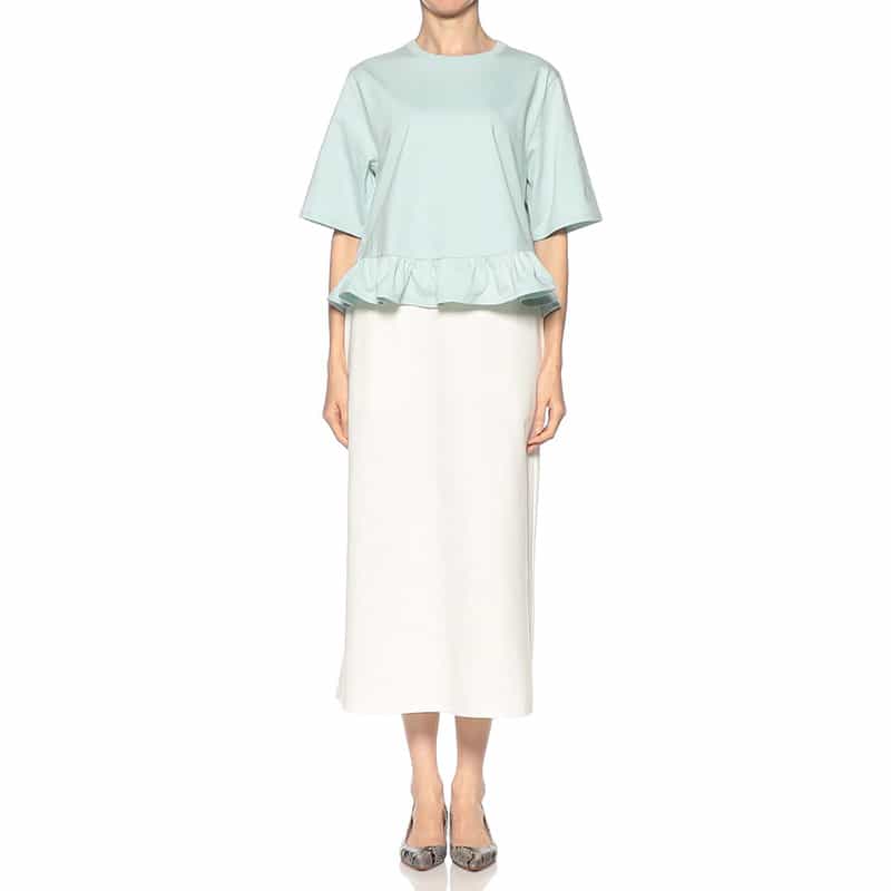 SYNE TOKYO シン トウキョウ×翁安芸氏 コラボレート 限定フリルヘムプルオーバー LT GREEN