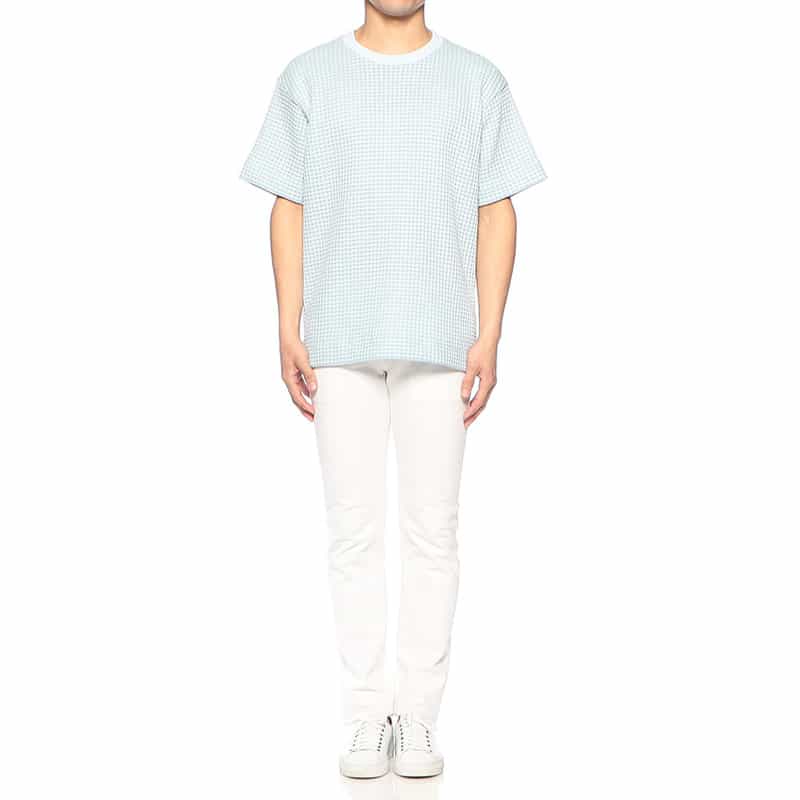 SEA GREEN バーニーズ ニューヨーク限定オニワッフルTシャツ LIGHT BLUE
