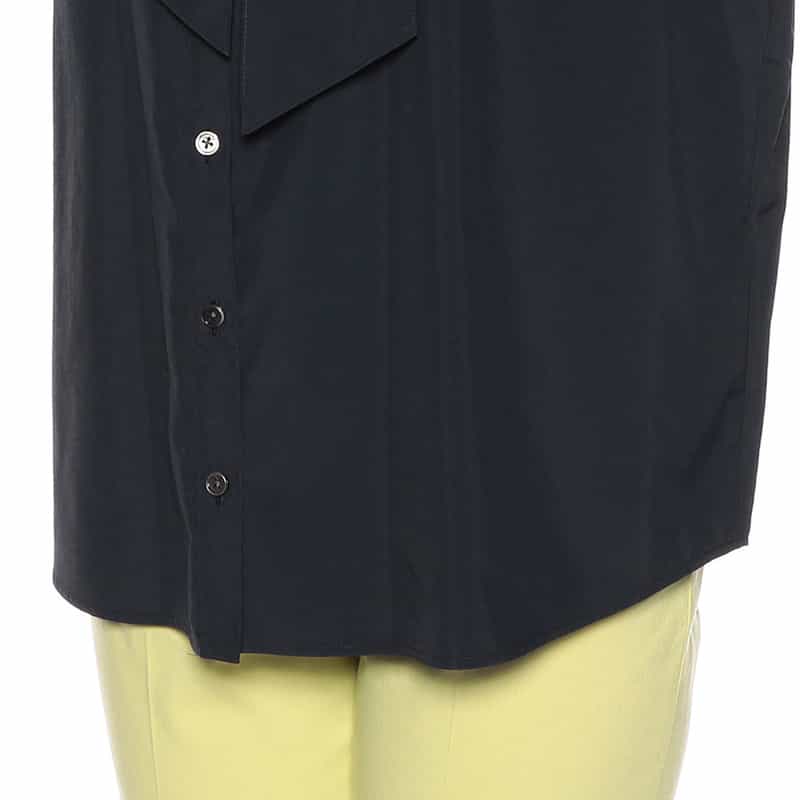 BARNEYS NEW YORK ウォッシャブル ボウタイ付きバンドカラーブラウス NAVY