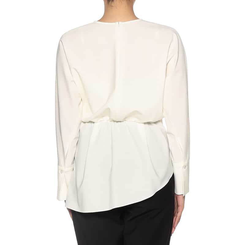 BARNEYS NEW YORK ウォッシャブル アシンメトリーブラウス WHITE