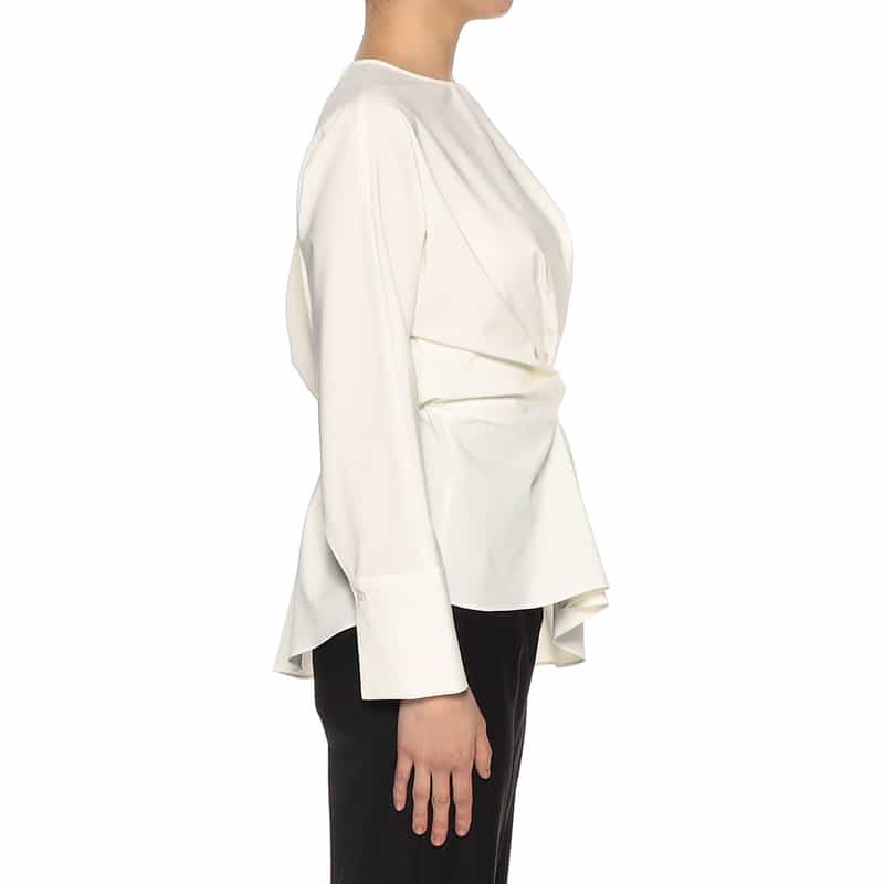 BARNEYS NEW YORK ウォッシャブル アシンメトリーブラウス WHITE