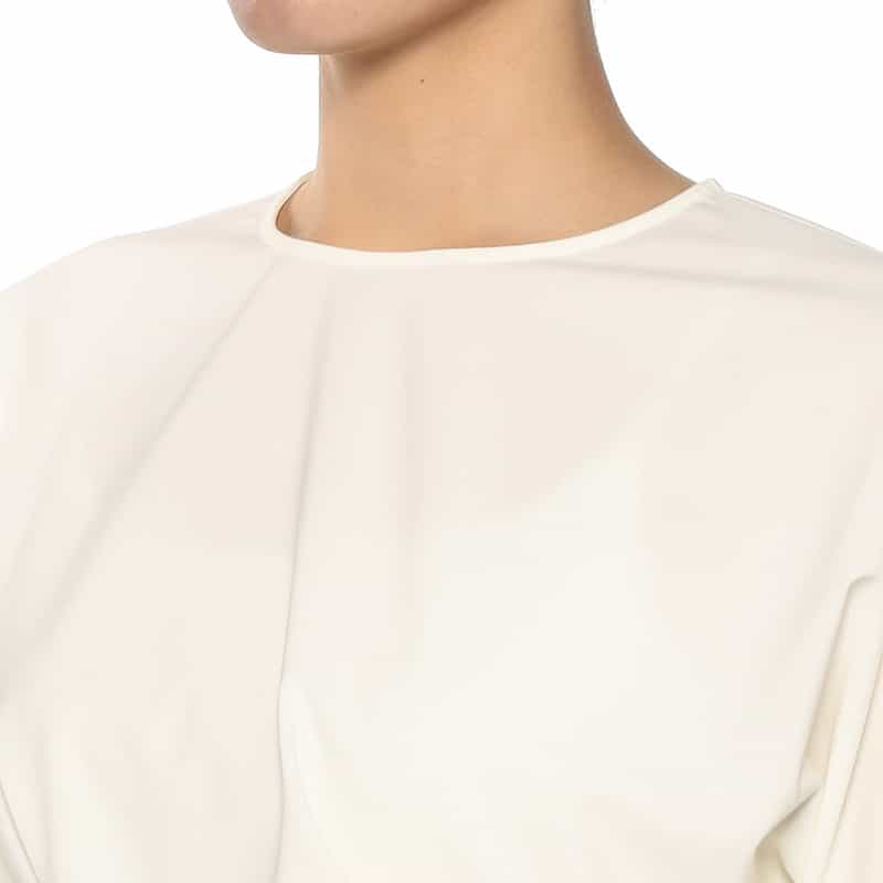 BARNEYS NEW YORK ウォッシャブル アシンメトリーブラウス WHITE