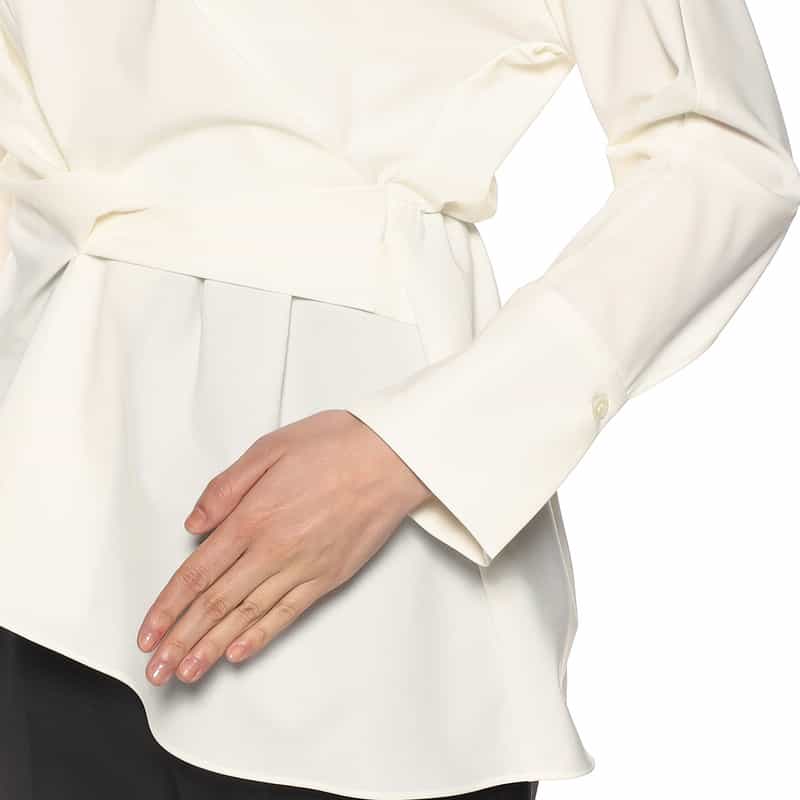 BARNEYS NEW YORK ウォッシャブル アシンメトリーブラウス WHITE