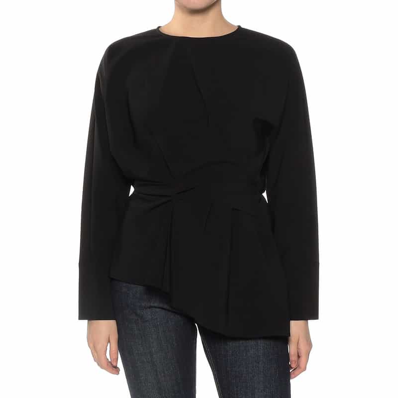 BARNEYS NEW YORK ウォッシャブル アシンメトリーブラウス BLACK