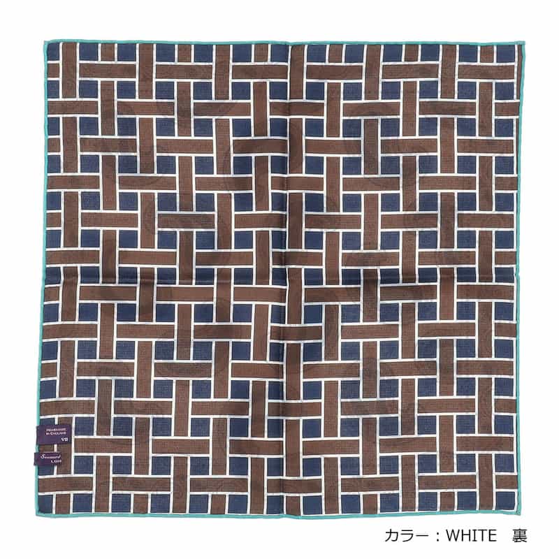 SEAWARD&STEARN リバーシブルポケットチーフ WHITE