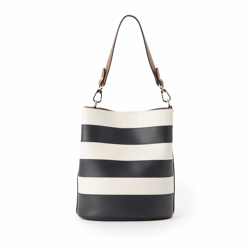 BARNEYS NEW YORK ボーダー ワンハンドルトートバッグ NAVY