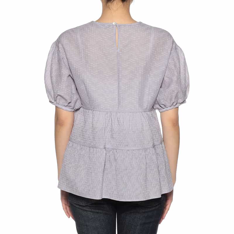 BARNEYS NEW YORK パフスリーブ ジャガードブラウス LIGHT PURPLE