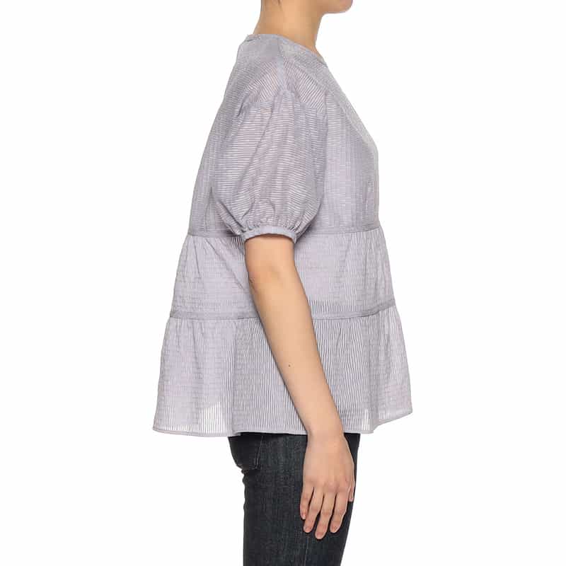 BARNEYS NEW YORK パフスリーブ ジャガードブラウス LIGHT PURPLE