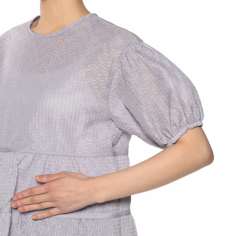 BARNEYS NEW YORK パフスリーブ ジャガードブラウス LIGHT PURPLE