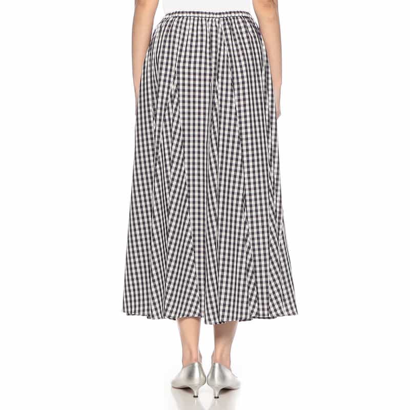 BARNEYS NEW YORK ウォッシャブル ギンガムチェック柄フレアスカート NAVY