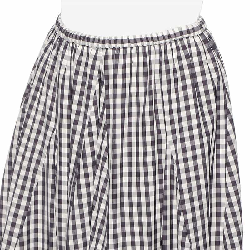 BARNEYS NEW YORK ウォッシャブル ギンガムチェック柄フレアスカート NAVY