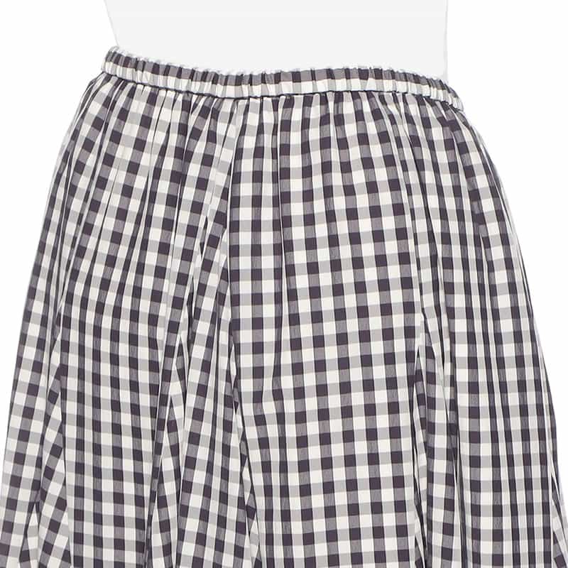 BARNEYS NEW YORK ウォッシャブル ギンガムチェック柄フレアスカート NAVY