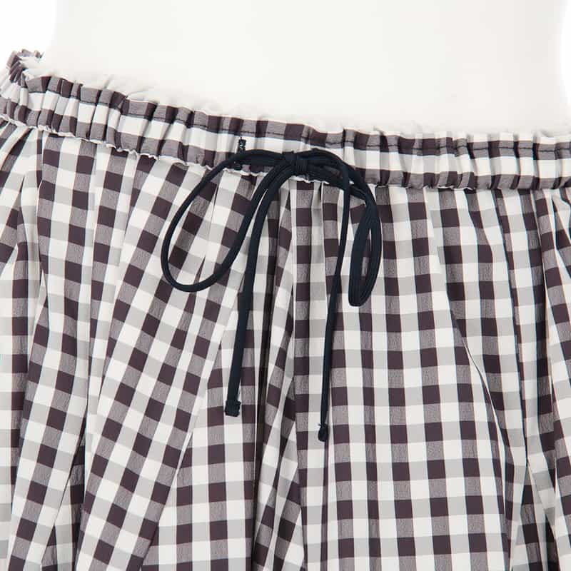 BARNEYS NEW YORK ウォッシャブル ギンガムチェック柄フレアスカート NAVY