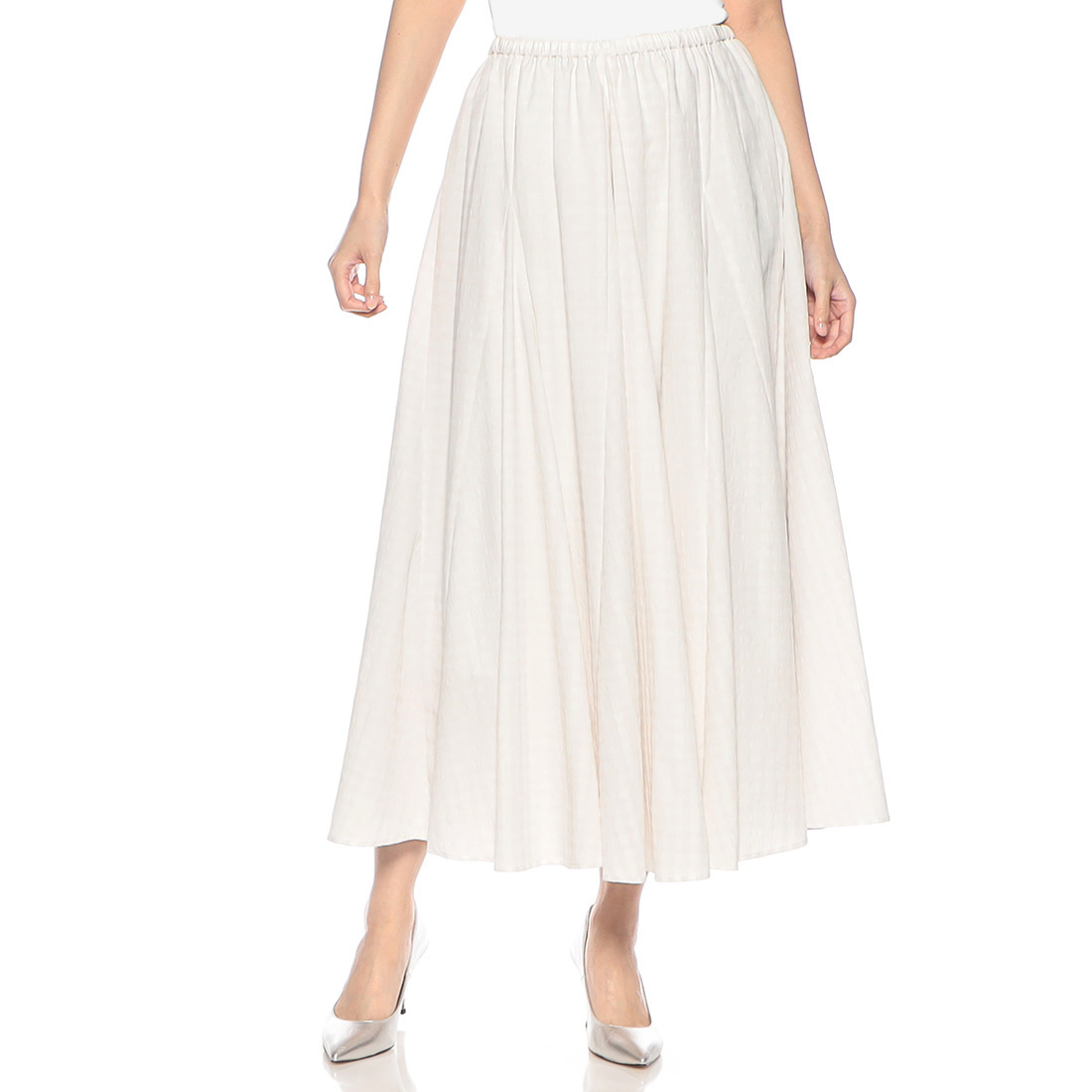 ウォッシャブル ギンガムチェック柄フレアスカート