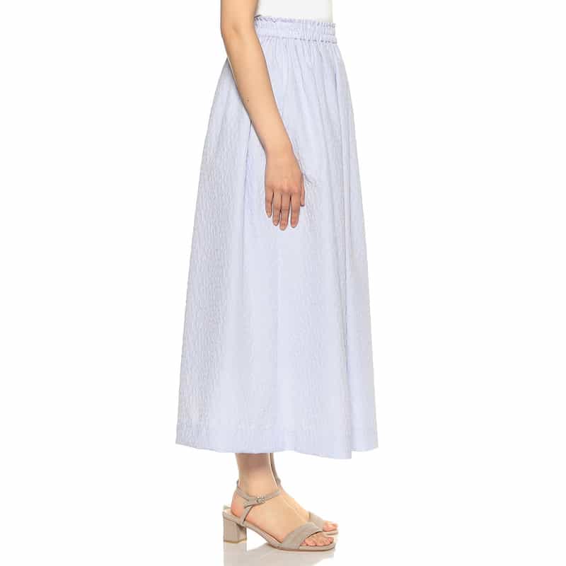 BARNEYS NEW YORK ウォッシャブル ジャカードロングスカート LIGHT BLUE