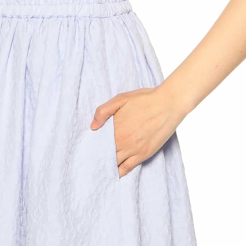 BARNEYS NEW YORK ウォッシャブル ジャカードロングスカート LIGHT BLUE