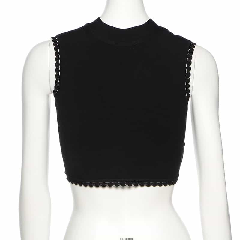 VICTORIA BECKHAM スカラップトリム クロップドニットタンクトップ BLACK