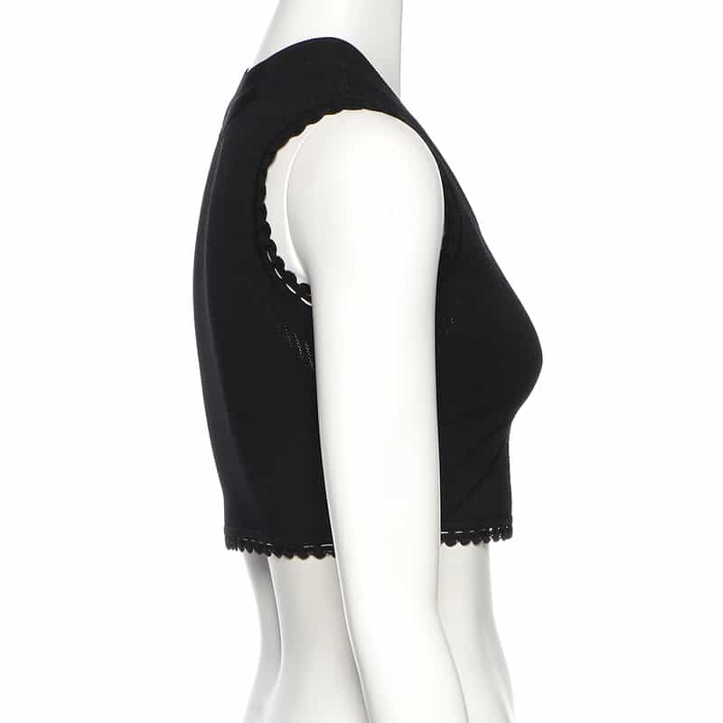 VICTORIA BECKHAM スカラップトリム クロップドニットタンクトップ BLACK