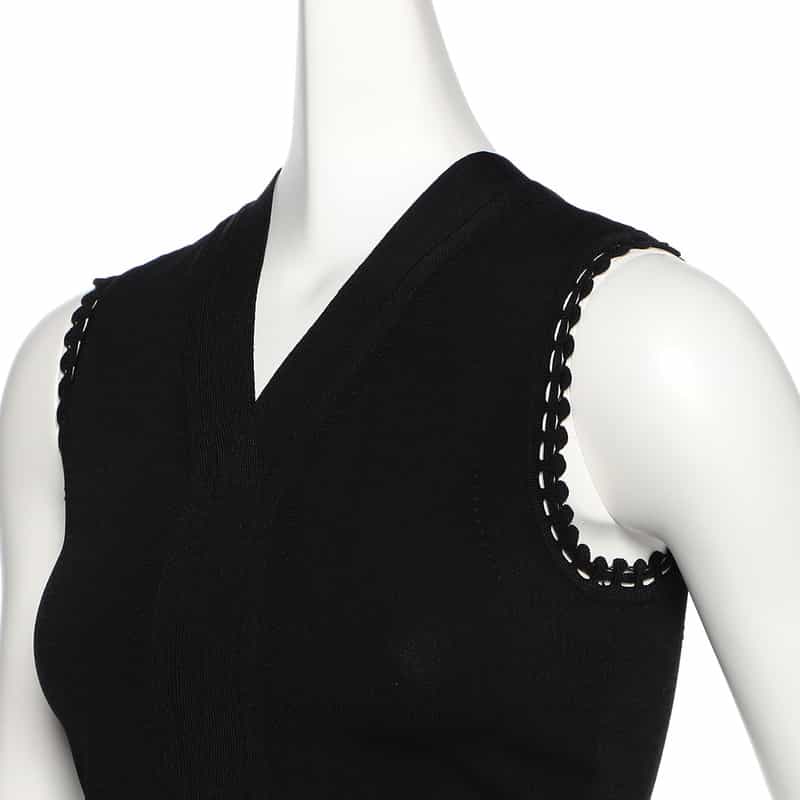 VICTORIA BECKHAM スカラップトリム クロップドニットタンクトップ BLACK