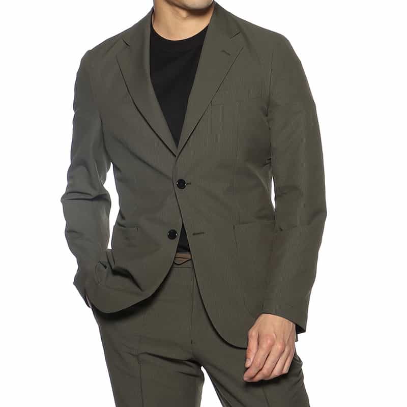 BARNEYS NEW YORK セットアップシアサッカージャケット KHAKI