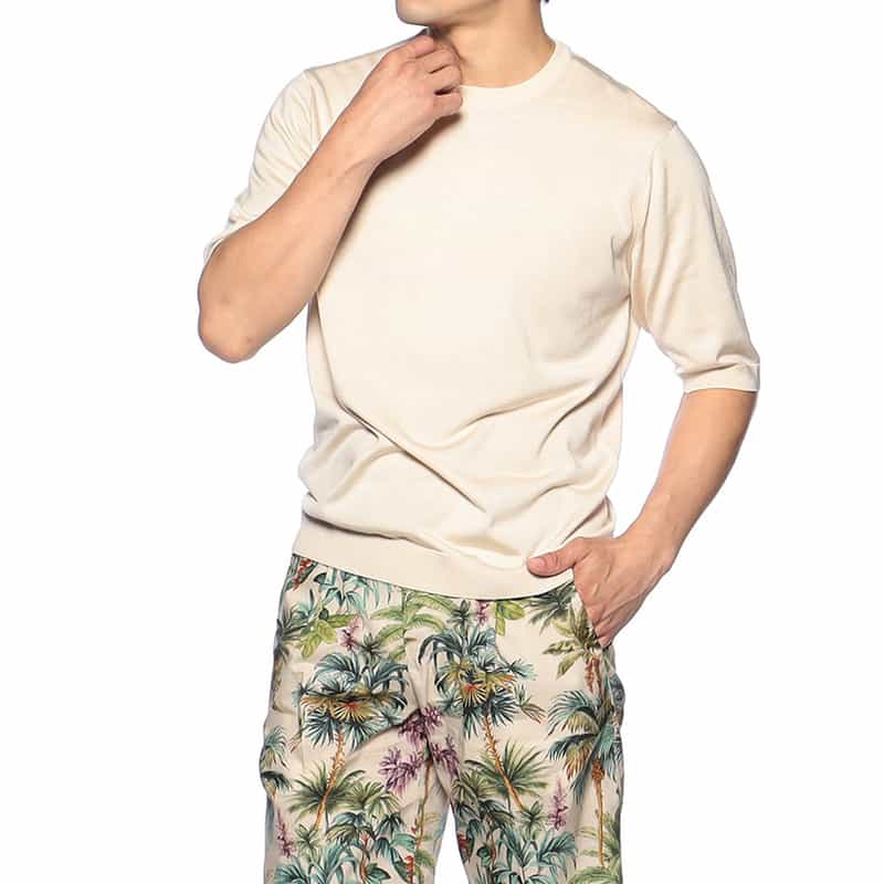 BARNEYS NEW YORK シルクニットTシャツ IVORY