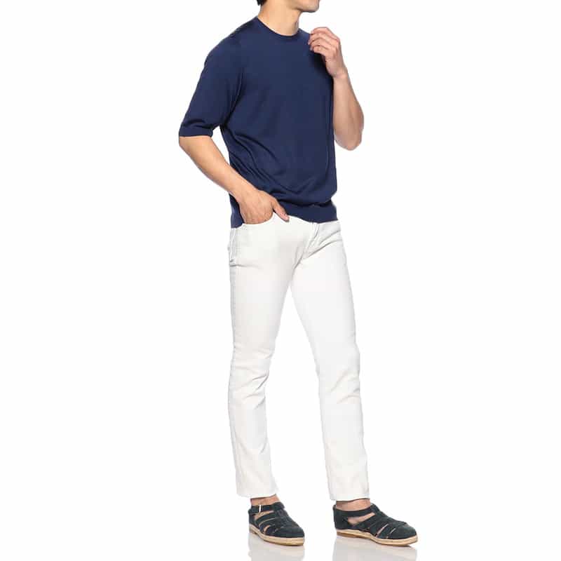 BARNEYS NEW YORK シルクニットTシャツ NAVY